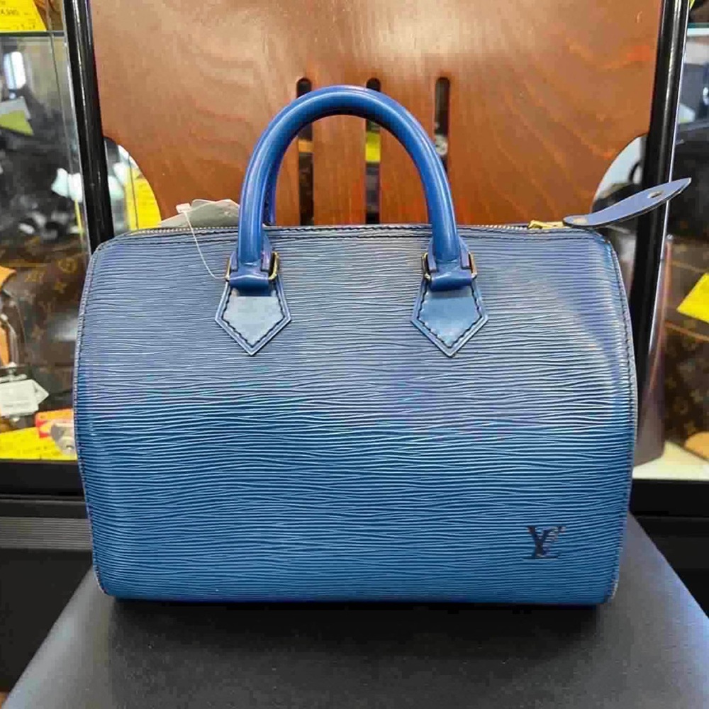 Authentic Louis Vuitton Epi Speedy 25 Hand Bag Blue k0327 LV k0327 - Picture 2 of 12